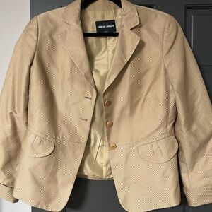 Vintage authentic Giorgio Armani gold woman’s blazer. Size 46.